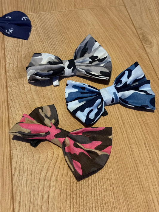 Bow Tie - Camouflage: Pink, Blue or Snow White