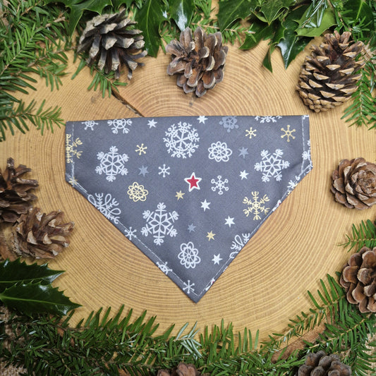 Christmas Bandana - Grey Snowflakes